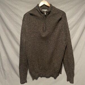 Enzo Montovani 100% Wool Mens 1/4 Zip Mock Neck Sweater Size Large